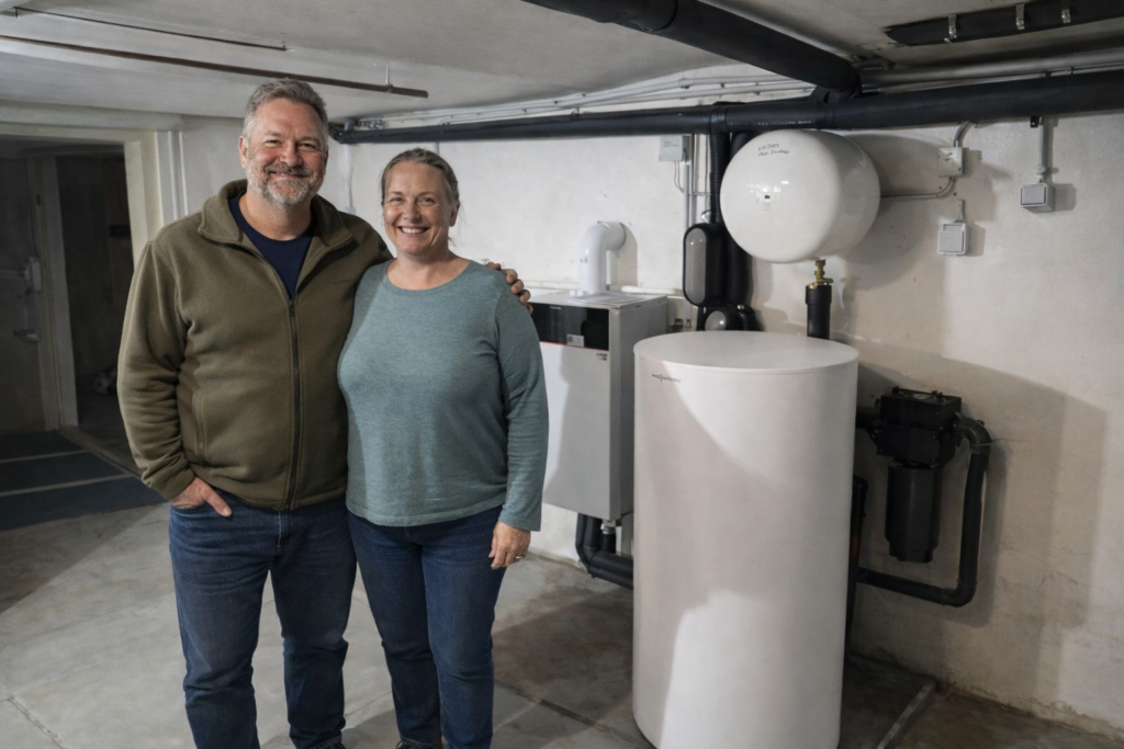 Viessmann Vitodens Brennwerttherme mit Trinkwasserspeicher in Sangerhausen installiert – moderne Gasheizung im Einfamilienhaus
